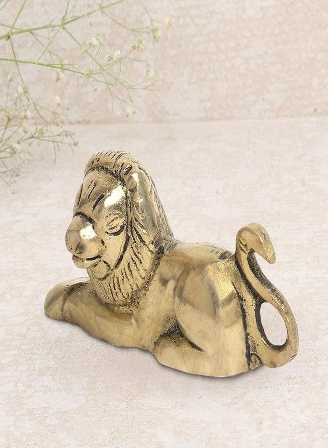 DOKCHAN Brass Animal Lion Sculpture Statue Handcrafted Decorative Showpiece Idol for Home, Office Dcor (Size : 6.3cm Length | Weight : 150gm Approxe) - Image 3